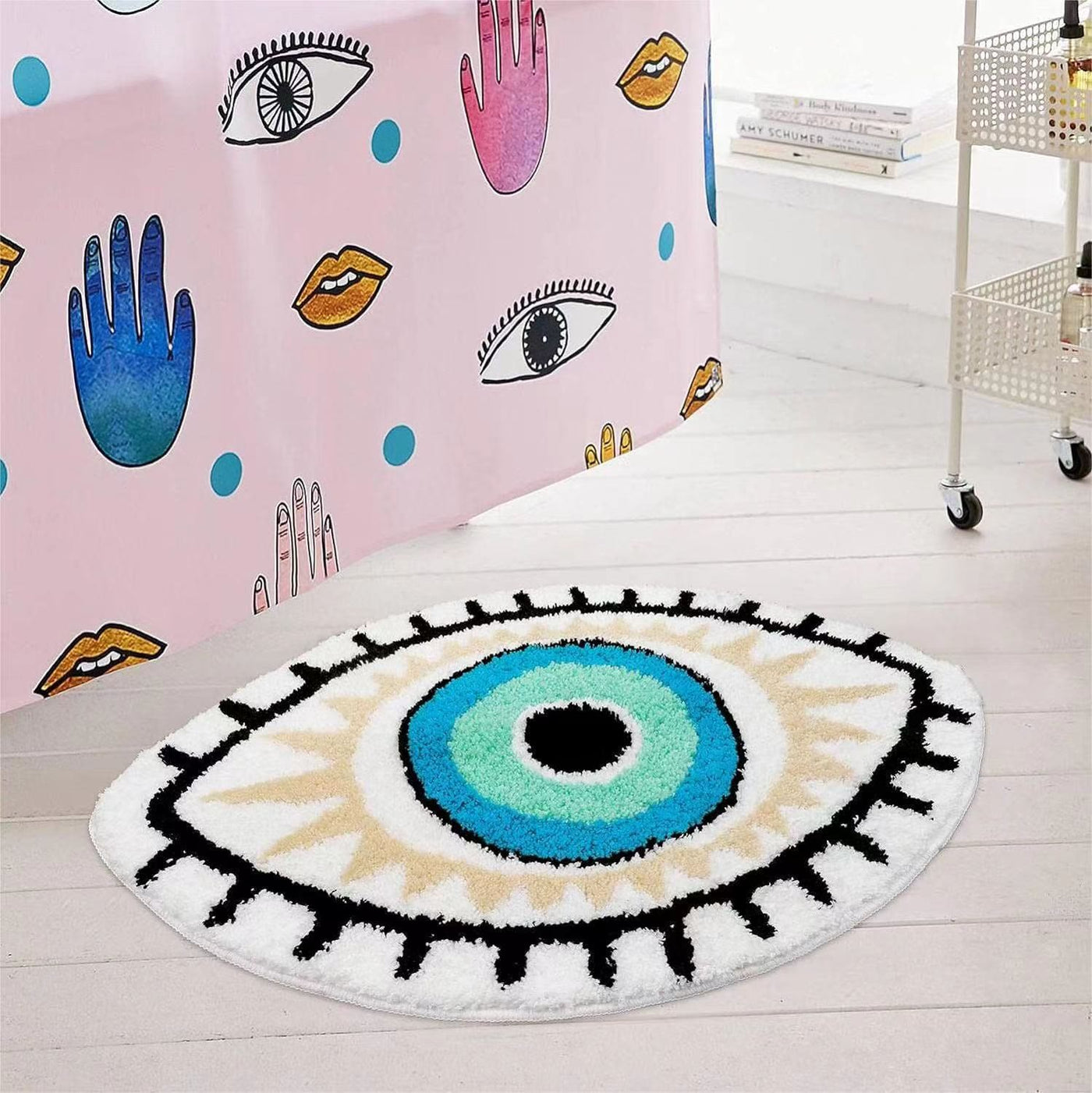 Olivenorma 1pc Absorbent White Evil Eye Rugs Carpet