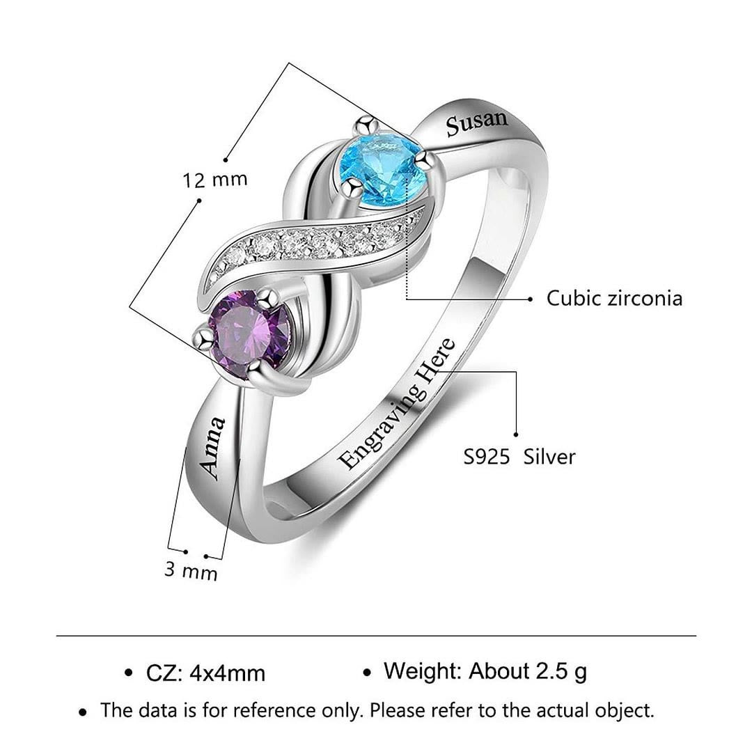 Olivenorma "Infinity"-2 Birthstones Personalized Ring