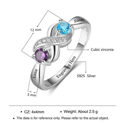 Olivenorma "Infinity"-2 Birthstones Personalized Ring