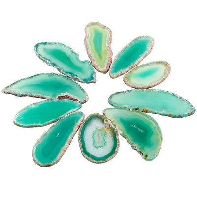 Olivenorma Natural Sliced Agate Gemstone Decoration - Green Agate - image 6