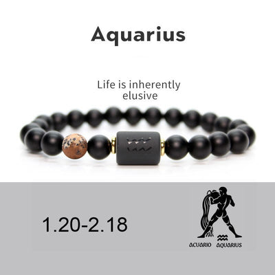 Olivenorma Natural Black Onyx Zodiac Men Bracelet