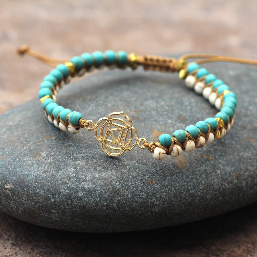 Olivenorma Turquoise White Turquoise Double Braided Wrap Bracelet