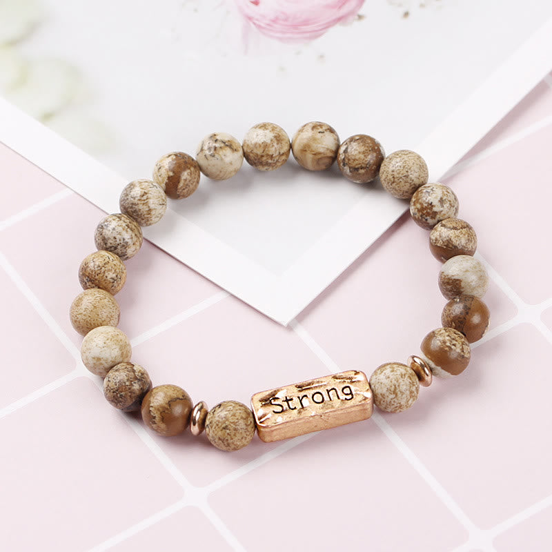 Olivenorma Natural Gemstone Strong Engraving Bracelet