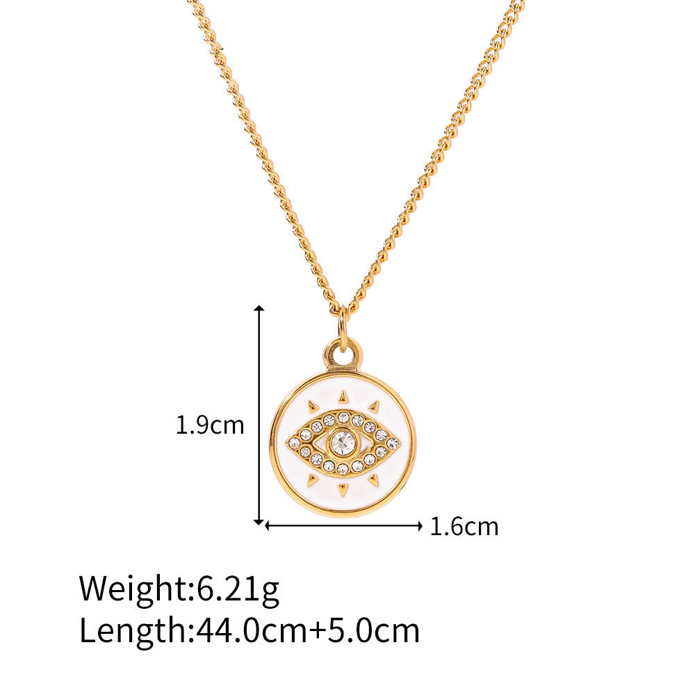 Olivenorma White Zircon Evil Eye Pendant Necklace