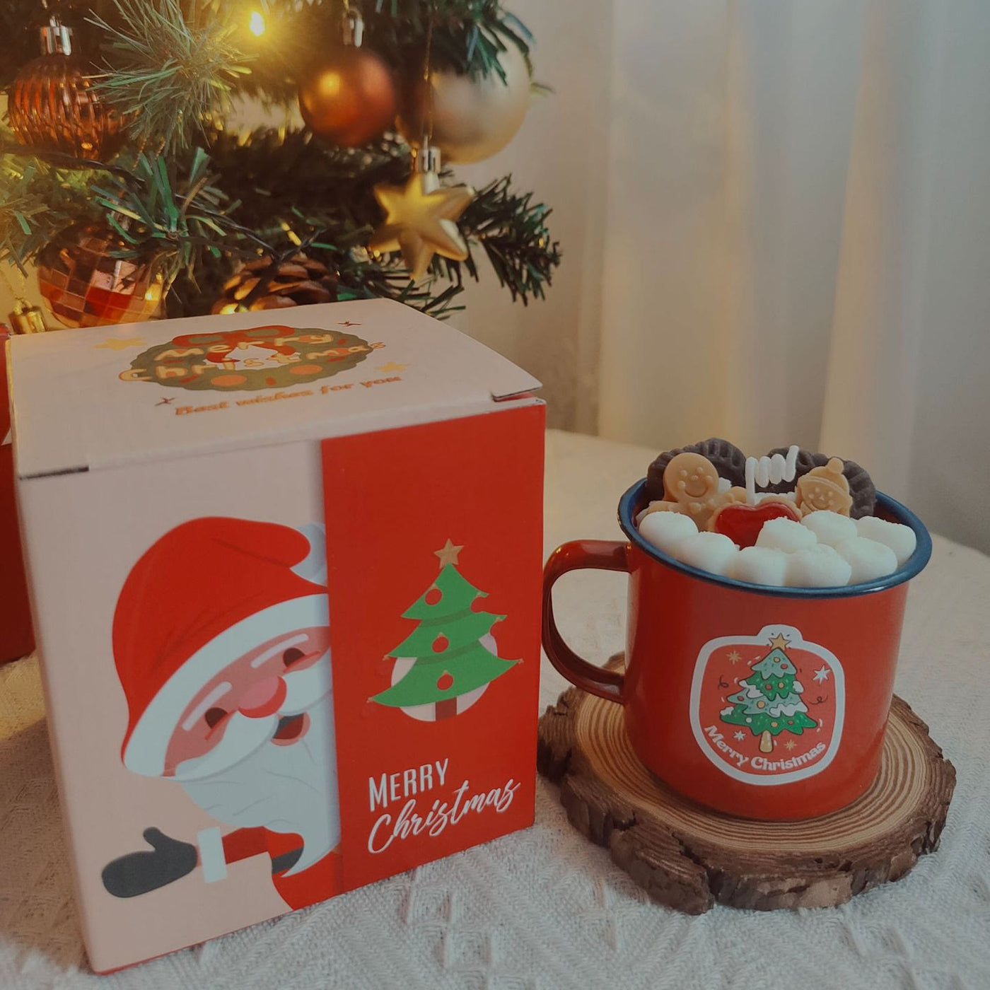 Olivenorma Christmas Santa Claus Snowman Elk Cup Candle