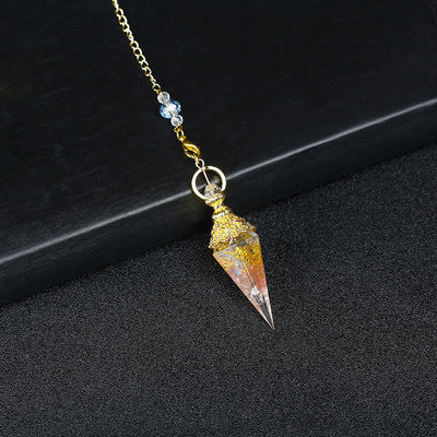 Olivenorma Natural Crystal Resin Hexagonal Pyramid Pendulum