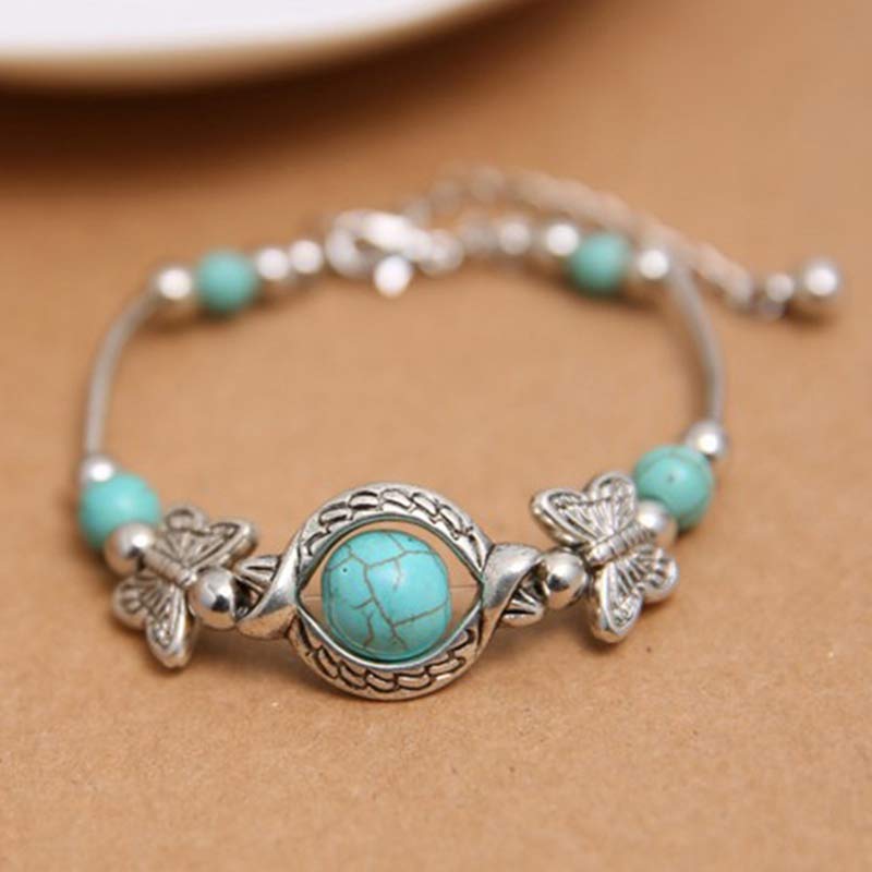 Olivenorma Turquoise Sphere Butterfly Bracelet