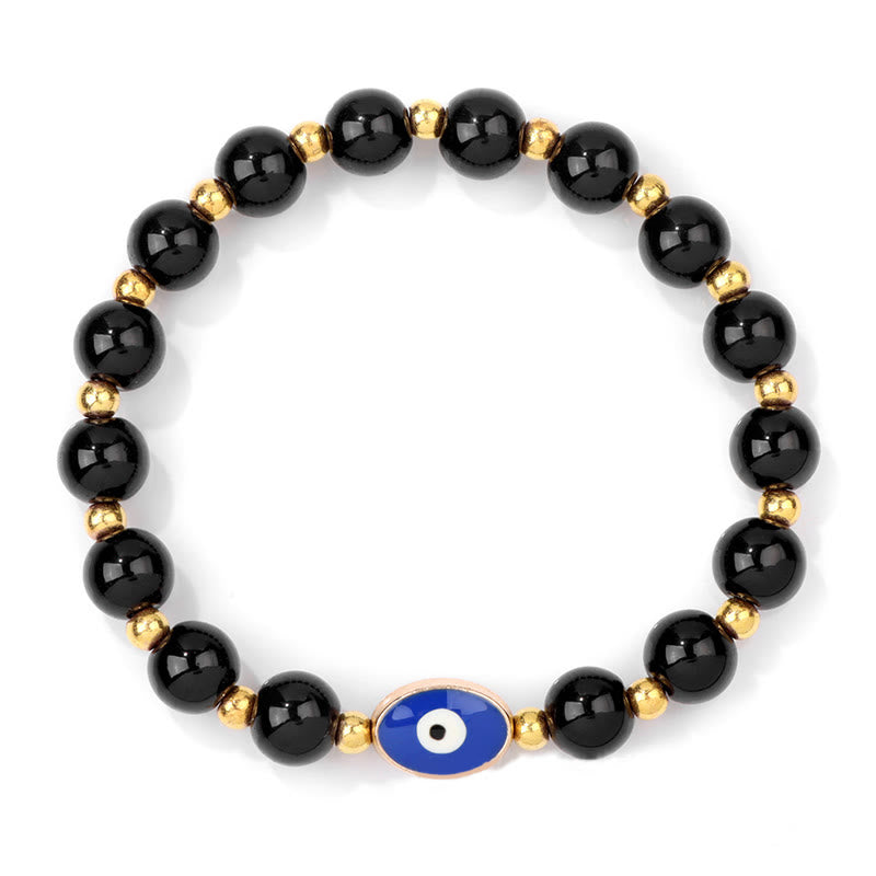 Olivenorma 8mm Blue Tiger Eye Evil Eye Bracelet