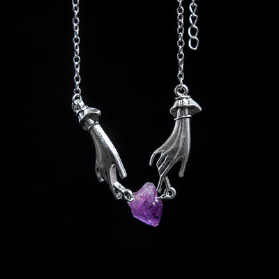 Amethyst Angel Hand Healing Necklace