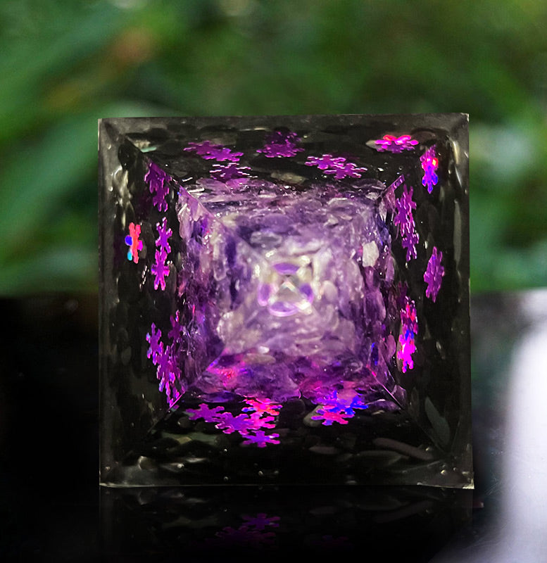 Olivenorma Amethyst Obsidian Tree Of Life Orgone Pyramid