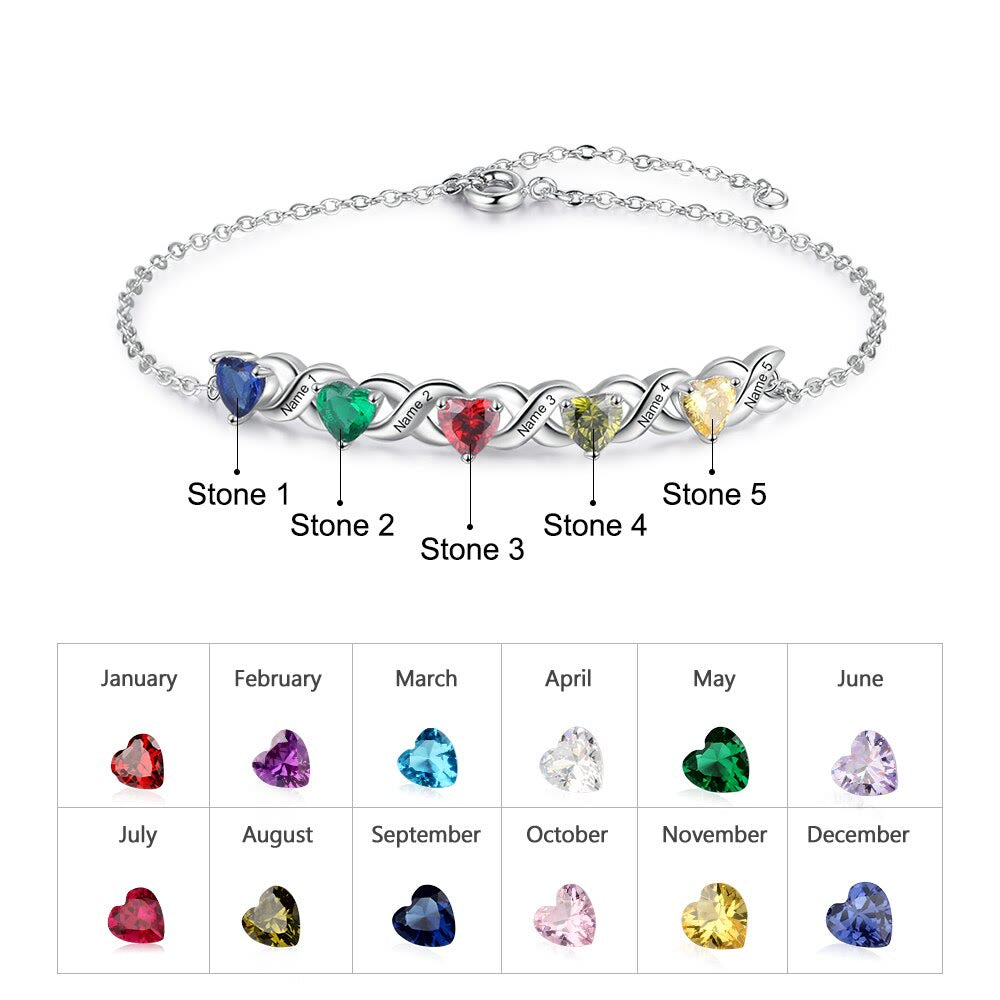 Olivenorma Custom Engraved Mothers Birthstone Bracelet