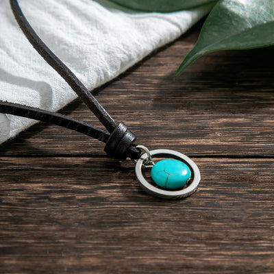 Olivenorma Ring Band Turquoise Leather Necklace - image 5