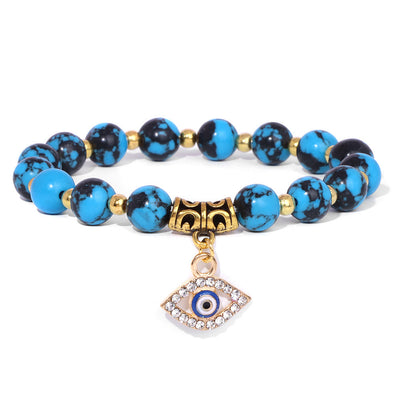 Olivenorma Natural Stone Beaded Evil Eye Pendant Bracelet