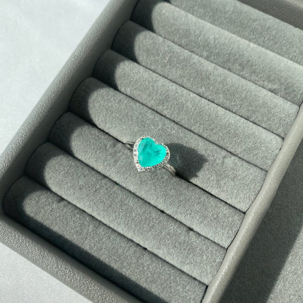 Olivenorma Heart Shape Paraiba Tourmaline Exquisite Ring