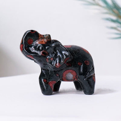 Olivenorma Natural Crystal Elephant Carving Ornament Gemstone Decoration - Plum Blossom Jade - image 14