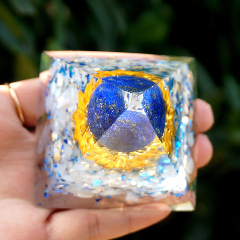 Olivenorma The Calm Power Lapis Lazuli & Blue Chalcedony Orgone Pyramid