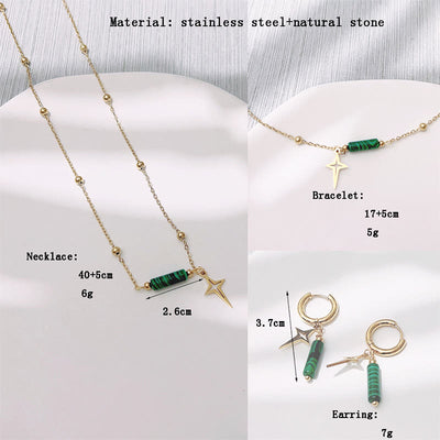 Olivenorma Natural Malachite Star Pendant Earrings Necklace Bracelet