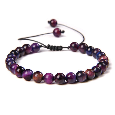 Olivenorma Natural 6mm Stone Beads Braided Wrap Bracelet