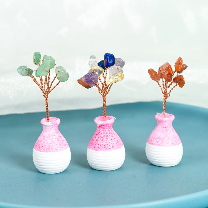 Olivenorma Crystal Tree of Life Pink Vase Gemstone Decoration - image 16