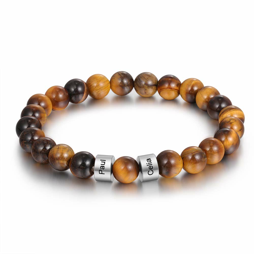 Olivenorma Natural Stone Engraving Personalized Beads Men Bracelet