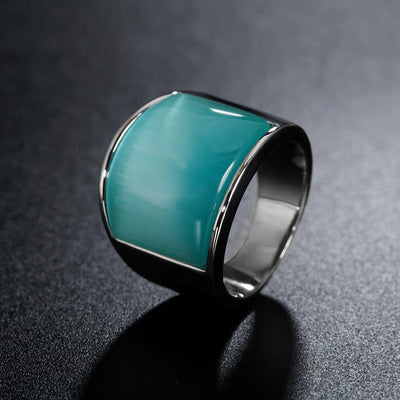 Olivenorma Natural Gemstone Titanium Steel Ring