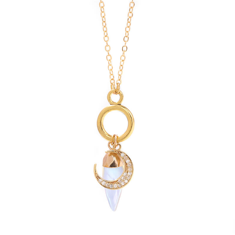 Olivenorma Bullet Crystal Zircon Moon Pendant Necklace