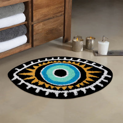 Olivenorma Black Evil Eye Bathroom Non-slip Rug Washable Carpet