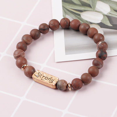 Olivenorma Natural Gemstone Strong Engraving Bracelet