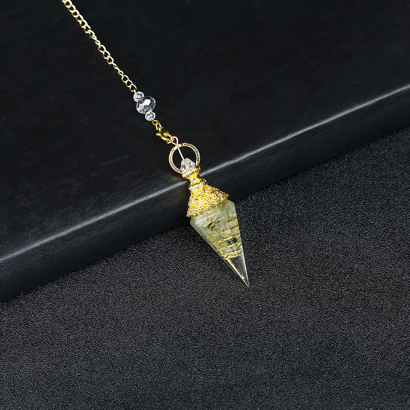 Olivenorma Natural Crystal Resin Hexagonal Pyramid Pendulum