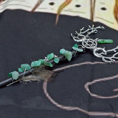 Olivenorma Natural Fairy Moon With Feather Crystal Wands