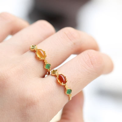 Olivenorma Retro Dainty Amber Gemstone Ring