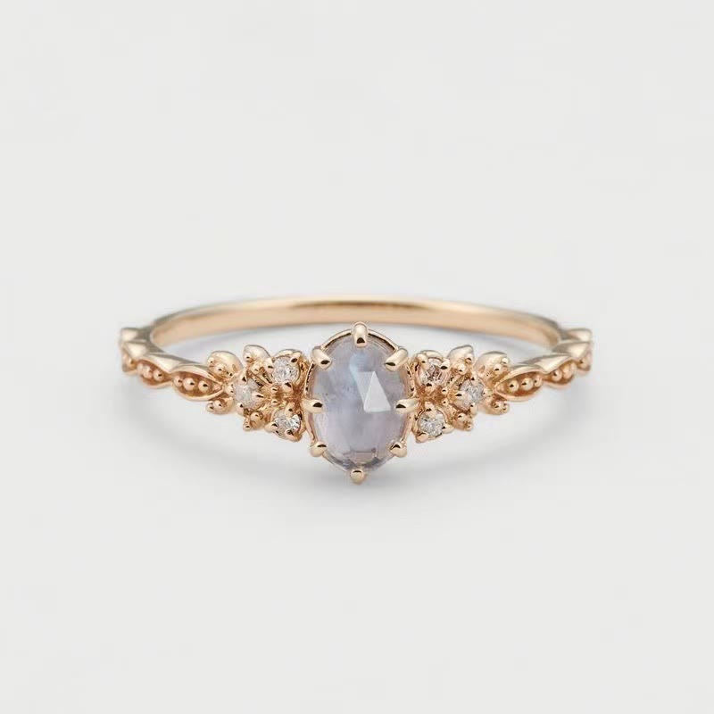 Olivenorma Dainty Blue Labradorite Oval Cut Ring