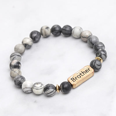 Olivenorma Natural Gemstone Brother Engraving Bracelet