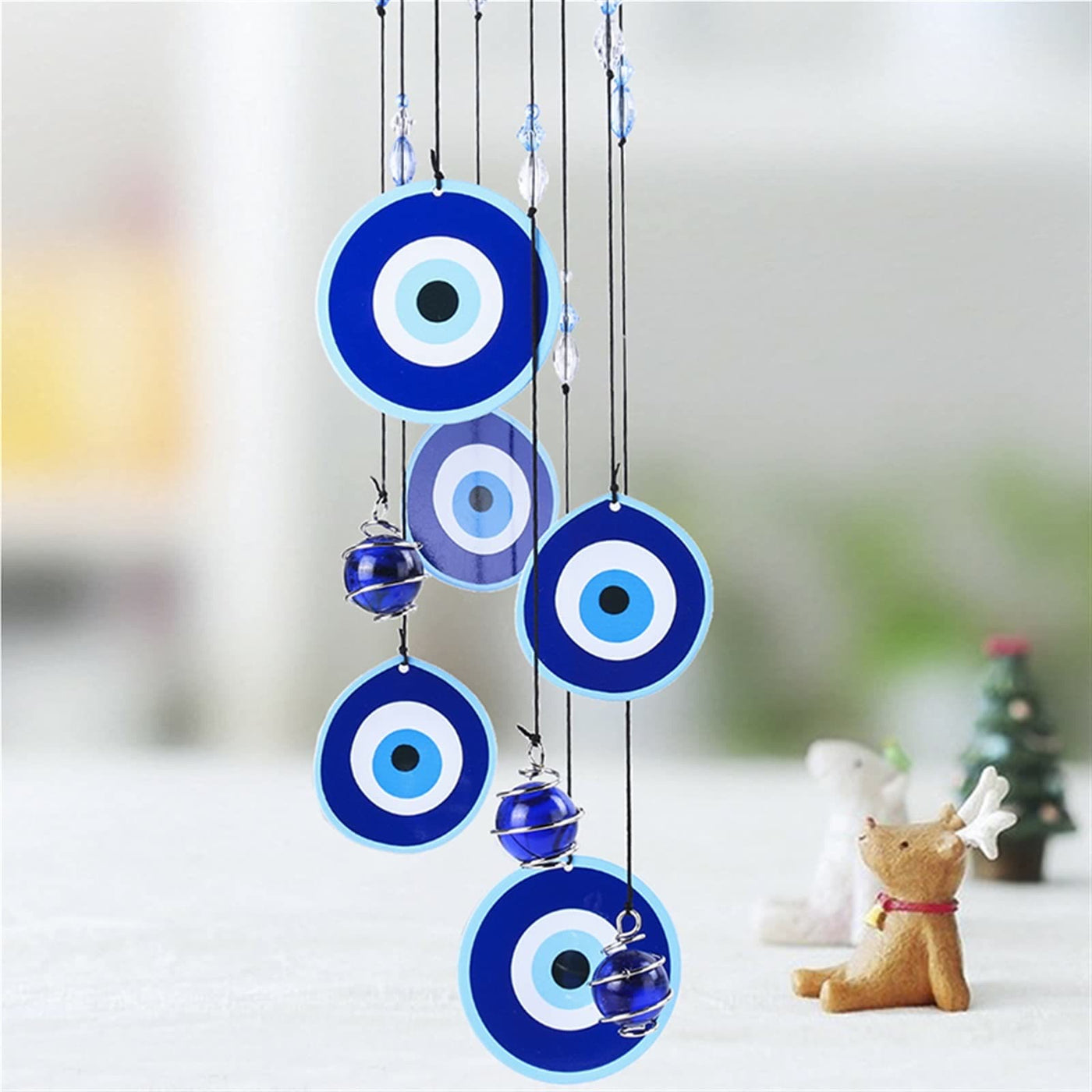 Olivenorma Blue Evil Eye Amulet Protection Wind Chime