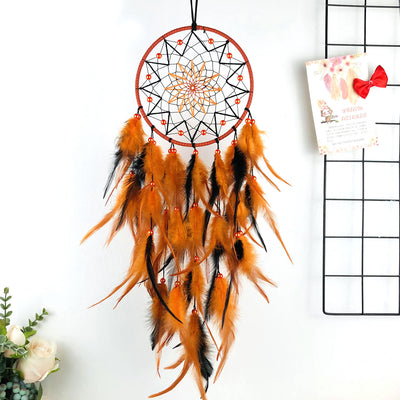 Olivenorma Acrylic Beads Orange Feather Handmade Halloween Dream Catcher