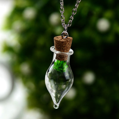 Olivenorma Glass Bottle Dried Plant Flower Necklace