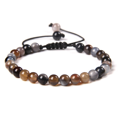 Olivenorma Natural 6mm Stone Beads Braided Wrap Bracelet