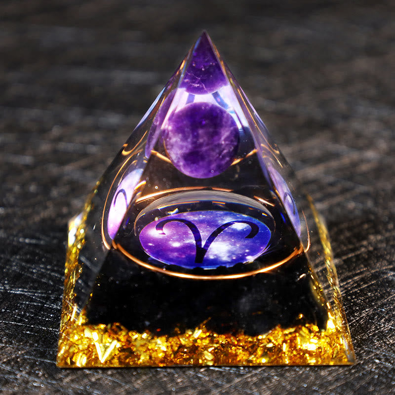 Olivenorma Amethyst Ball Obsidian Gravel Zodiac Aries Orgone Pyramid