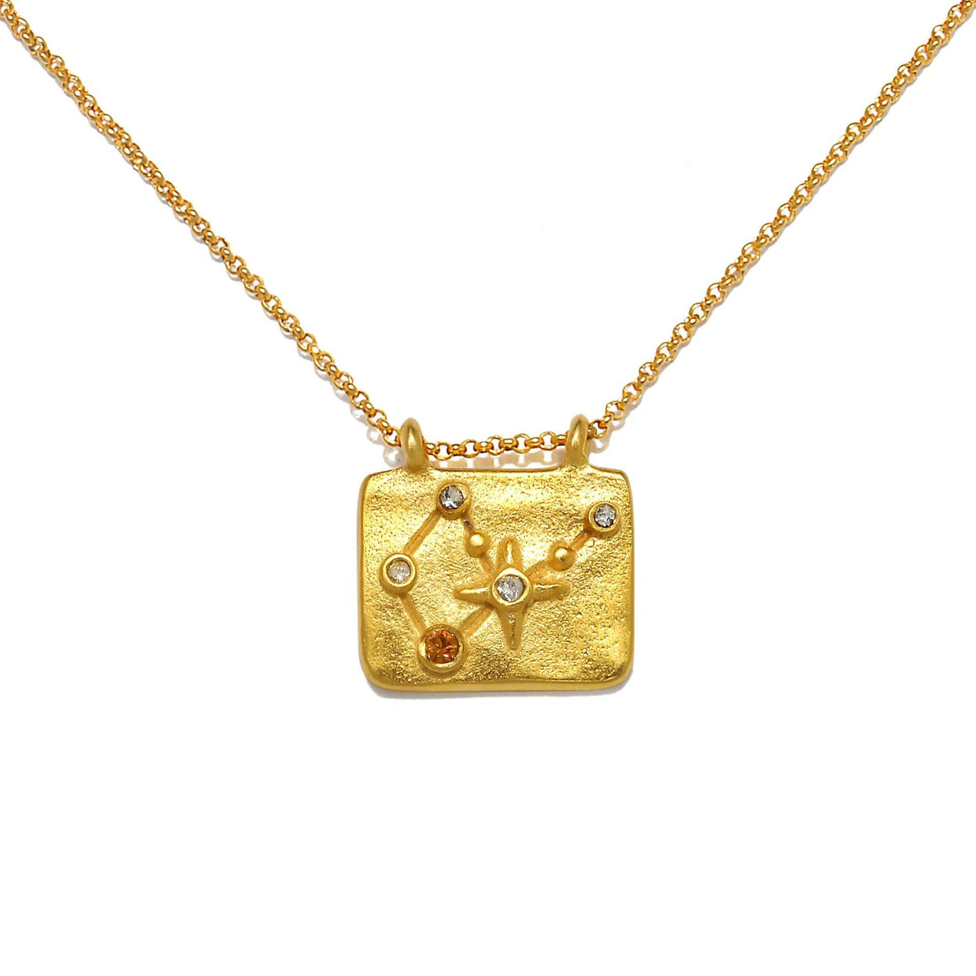 Olivenorma White Zircon Zodiac Copper Plated 18k Gold Necklace