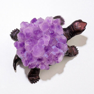 Olivenorma Natural Crystal Cluster Turtle Ornament Lamp Gemstone Decoration