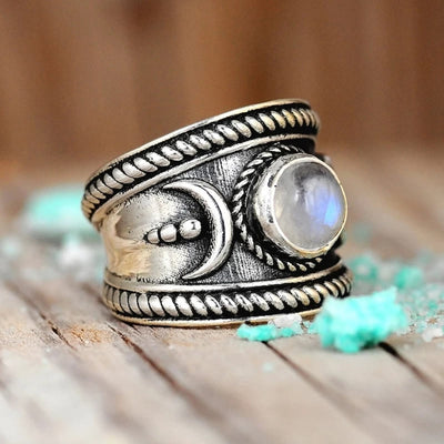 Olivenorma Boho Moon Moonstone Ring - image 3