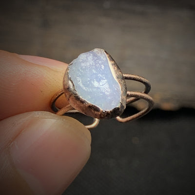 Olivenorma Natural Irregular Raw Stone Twelve Birthstone Adjustable Ring