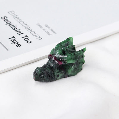 Olivenorma 1.5Inch Crystal Dragon Skull Statue Gemstone Decoration - Ruby Zoisite - image 5