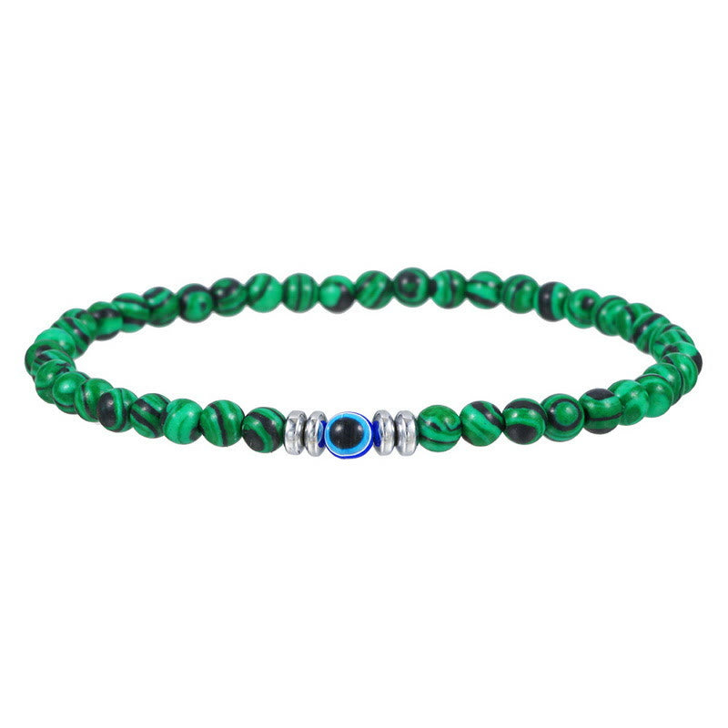 Olivenorma Mens 4mm Natural Stone Evil Eye Beads Bracelet