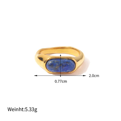 Olivenorma Oval Natural Stone Gold Color Ring