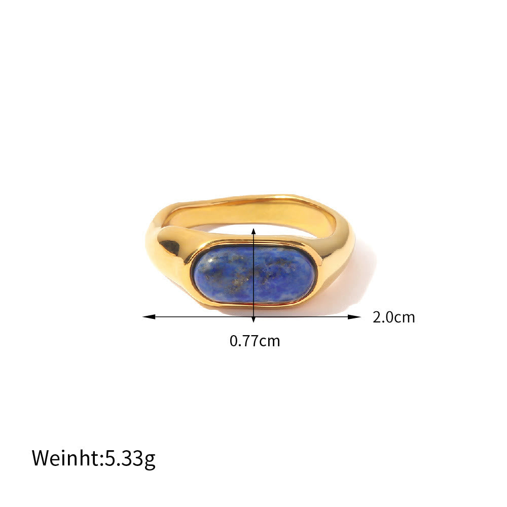 Olivenorma Oval Natural Stone Gold Color Ring