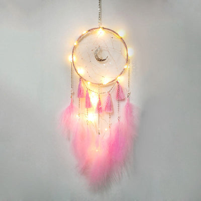 Olivenorma Fairy White Feather Moon Pendant Dream Catcher - image 4