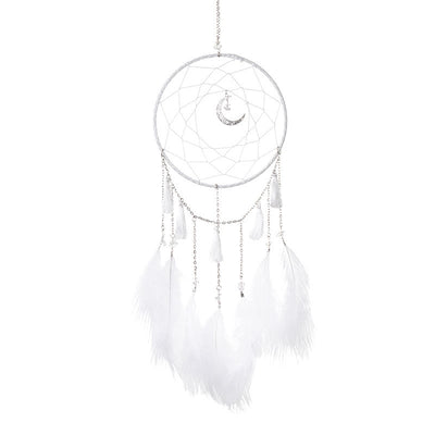Olivenorma Fairy White Feather Moon Pendant Dream Catcher - White - Without Lights - image 3