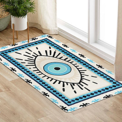 Olivenorma Blue Evil Eye Antibacterial Washable Rugs Carpet