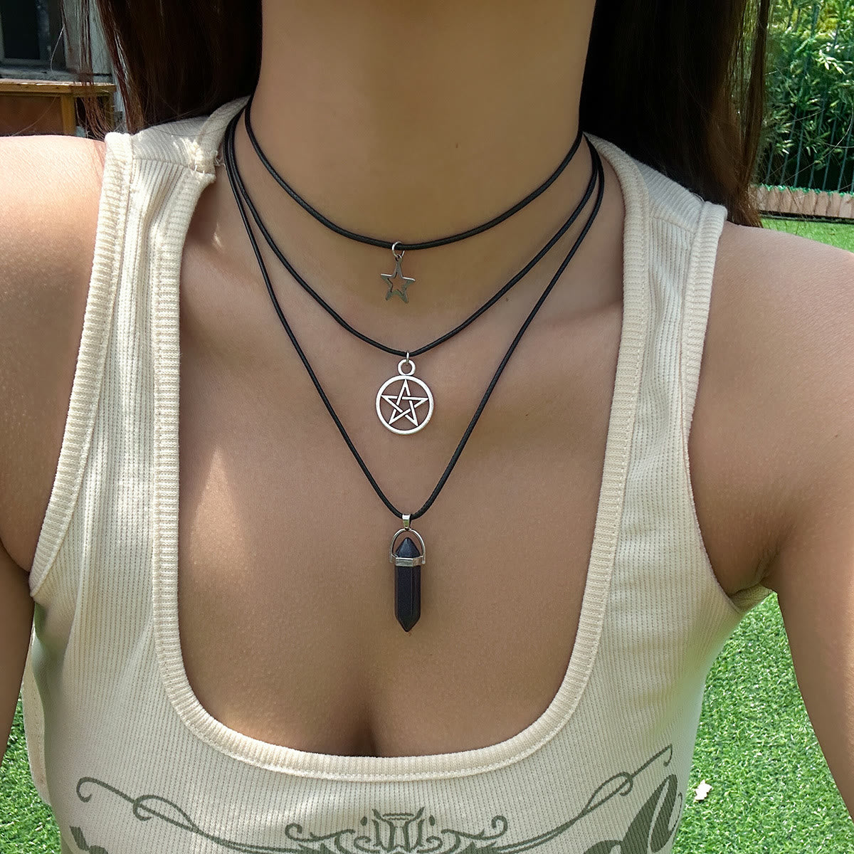 Olivenorma Natural Stone Tree of Life Evil Eye Pendant Necklace Set